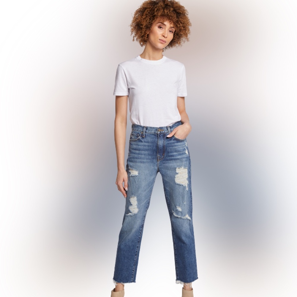 CURRENT/ELLIOTT Dunes Boyfriend Destructed Denim Jeans